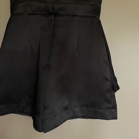 Camilla and Marc Gamer Jumpsuit Romper Sz 4 Black Satin Sleeveless Menswear Chic - Picture 14 of 16